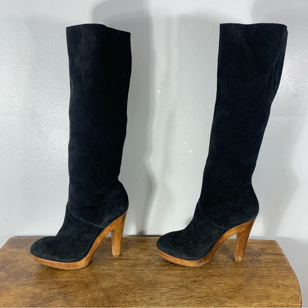 Michael kors suede Wood plateforms pull on knee high boots